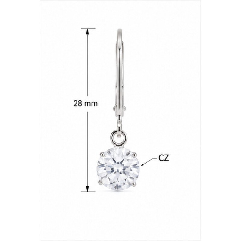 stainless steel leverback earrings - size view