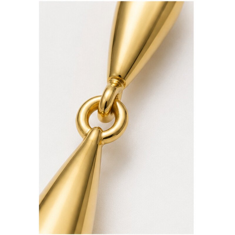 gold stainless steel drop earrings - detail view