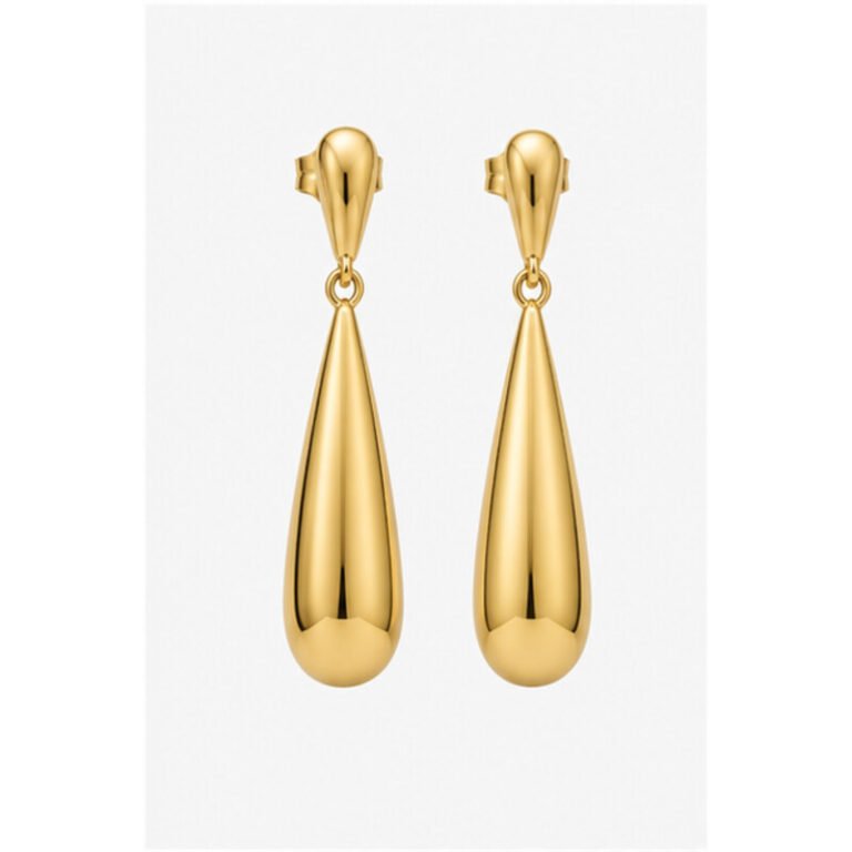 gold stainless steel drop earrings - front view