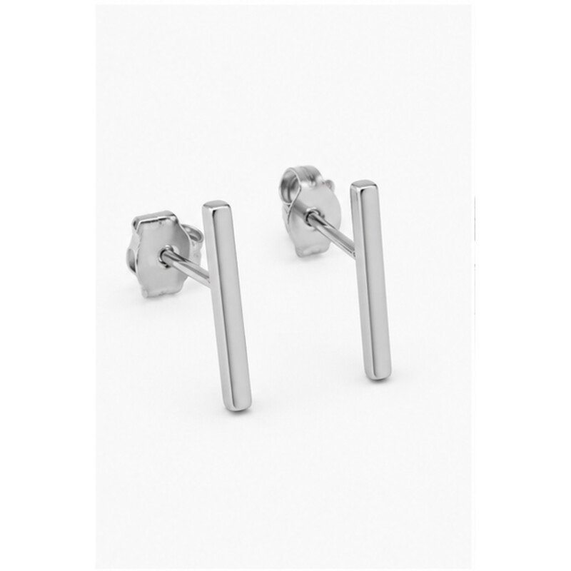 stainless steel bar earrings - angle view
