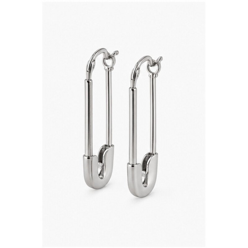 stainless steel safety pin earrings - angle view