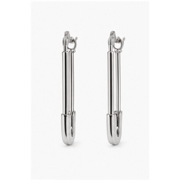 stainless steel safety pin earrings - front view