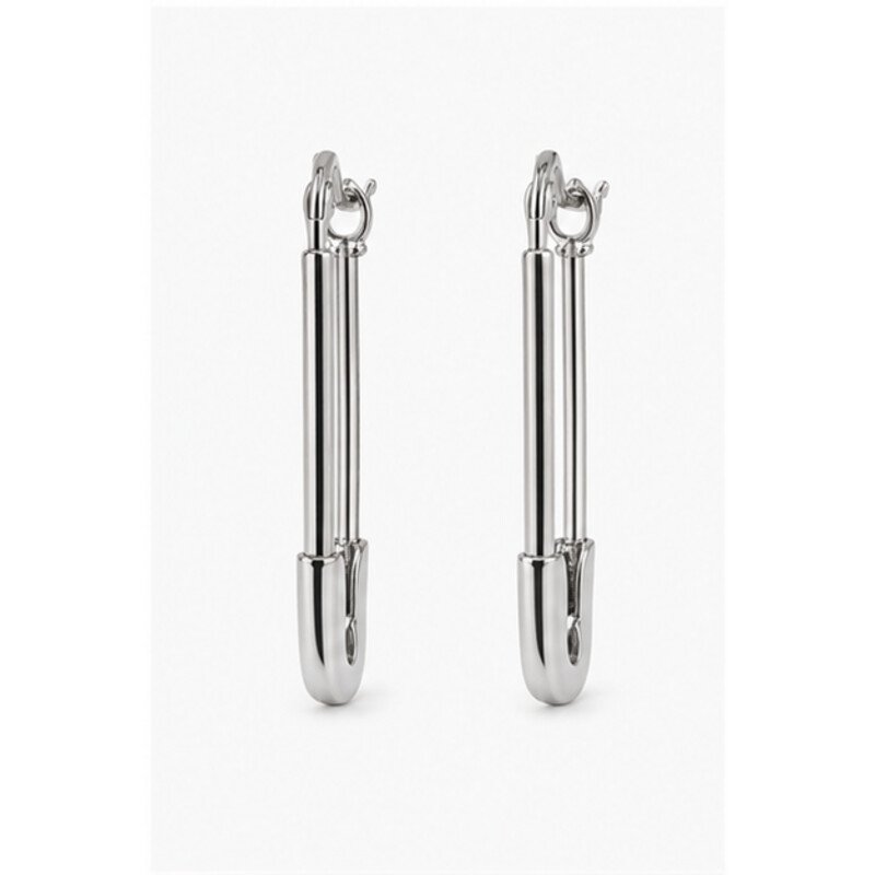 stainless steel safety pin earrings - front view