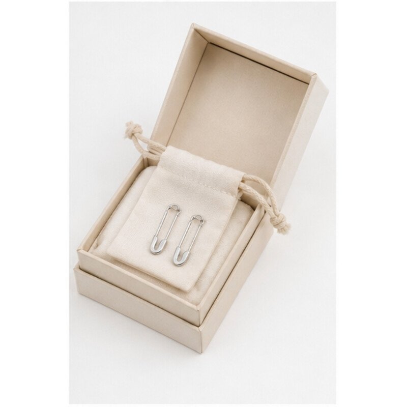 stainless steel safety pin earrings - packaging view