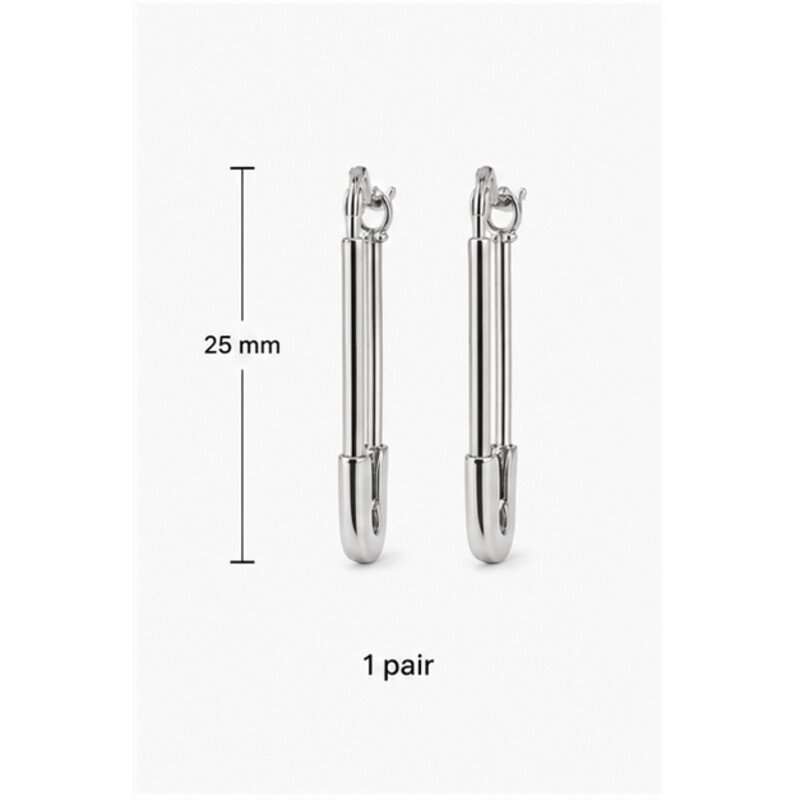 stainless steel safety pin earrings - size view