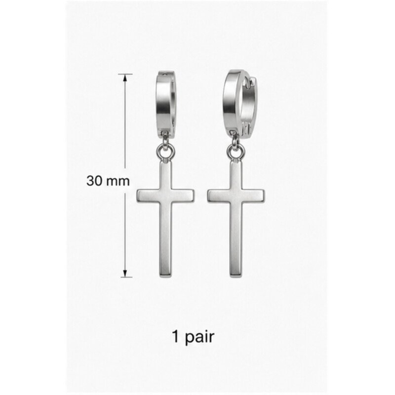 stainless steel cross earrings - size view