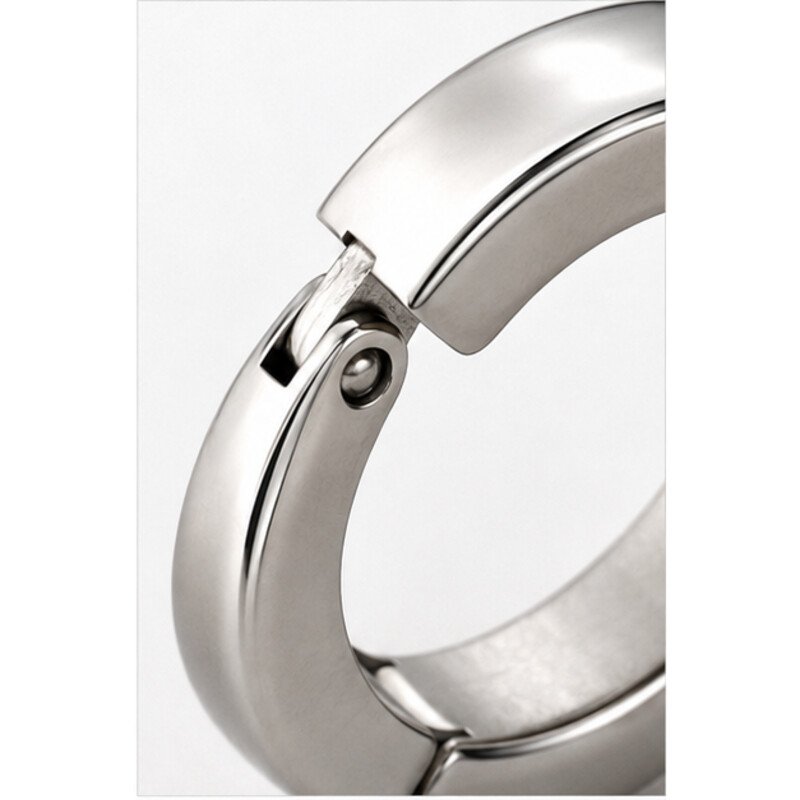 mens stainless steel hoop earrings - detail view