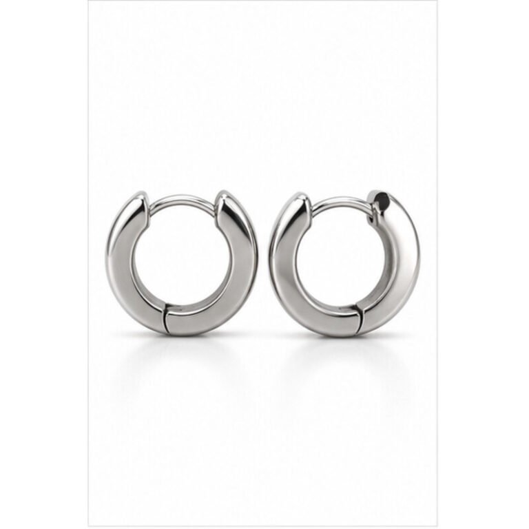 mens stainless steel hoop earrings - front view