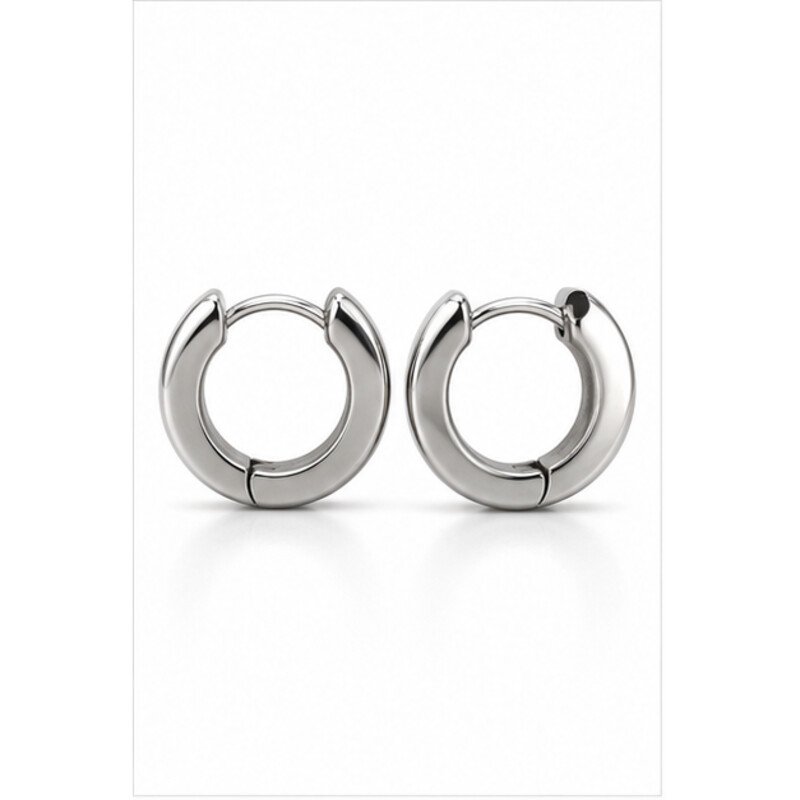mens stainless steel hoop earrings - front view