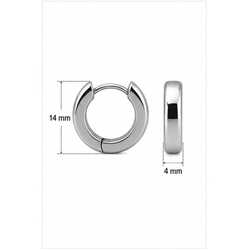 mens stainless steel hoop earrings - size view