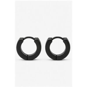 Mens Black Stainless Steel Huggie Earrings