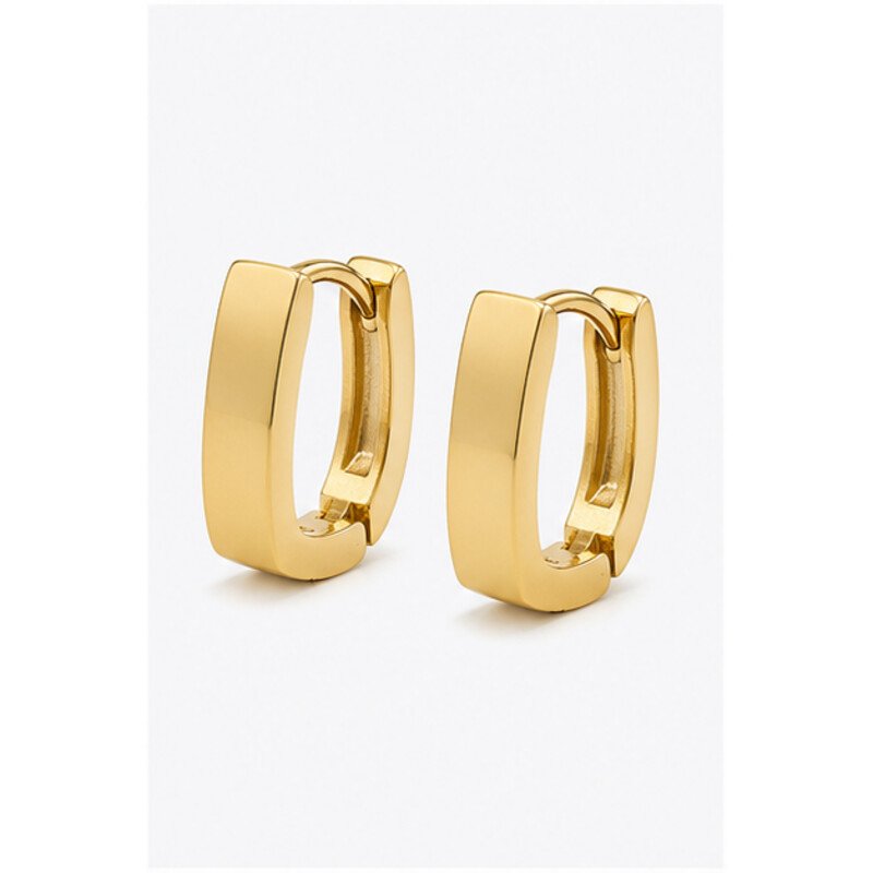 mens gold stainless steel earrings - angle view