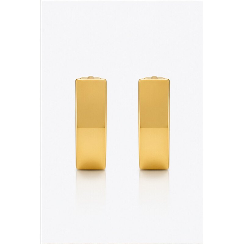 mens gold stainless steel earrings - front view