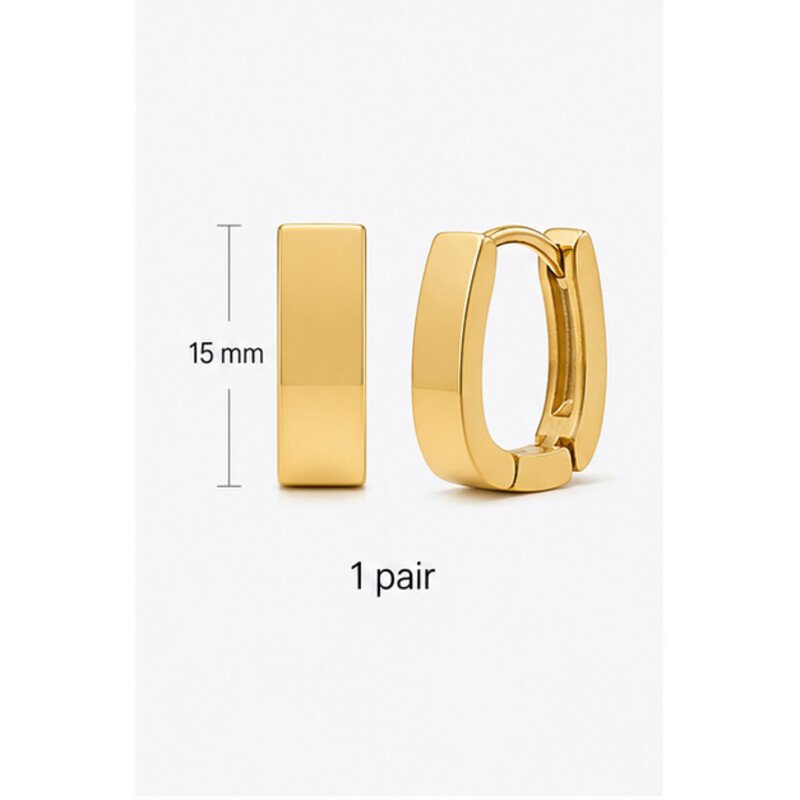 mens gold stainless steel earrings - size view