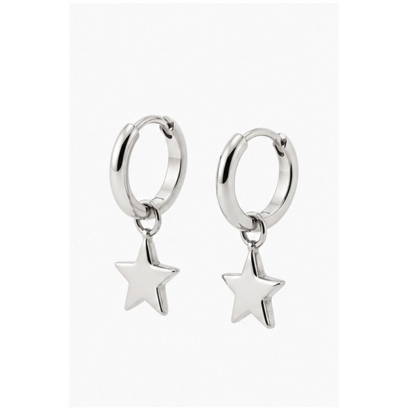 stainless steel hoop earrings with charms - angle view