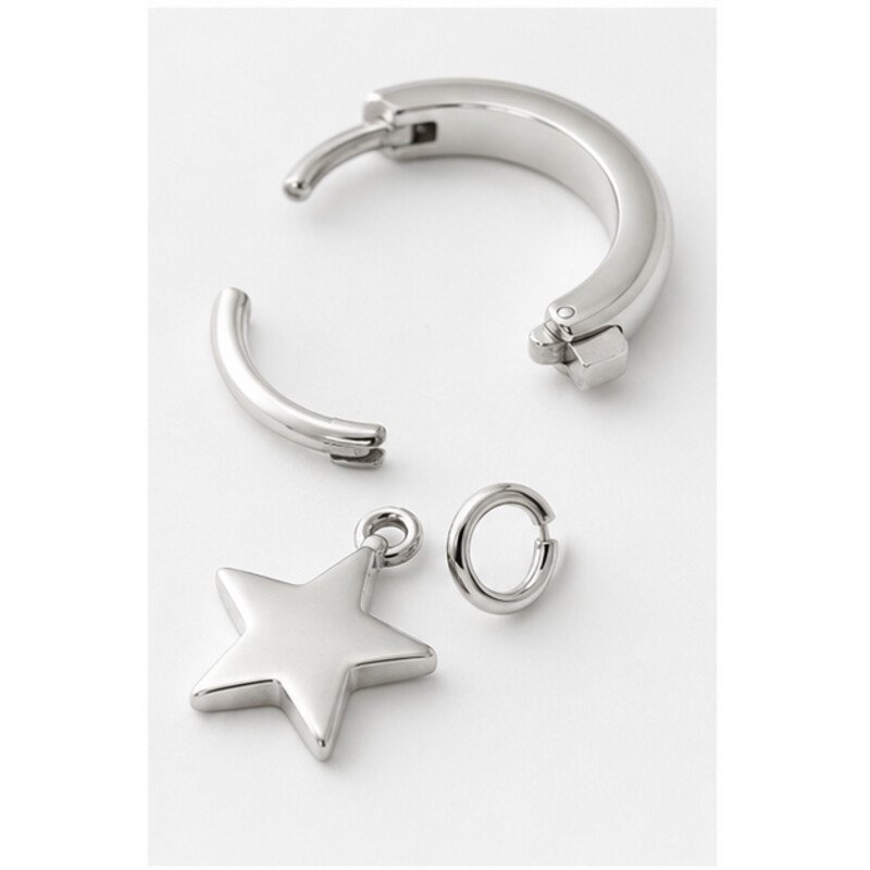 stainless steel hoop earrings with charms - detail view