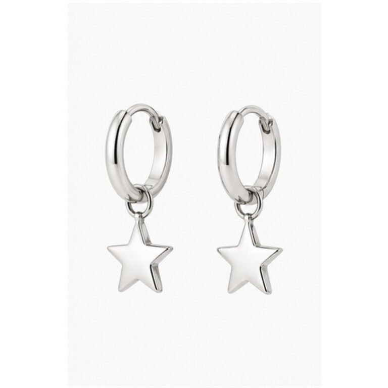stainless steel hoop earrings with charms - front view