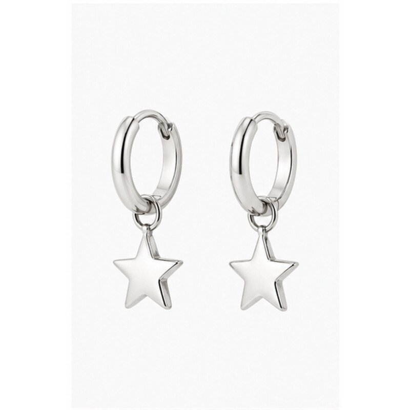 stainless steel hoop earrings with charms - front view