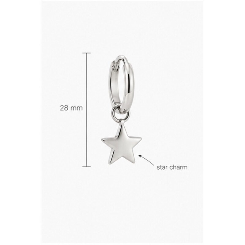 stainless steel hoop earrings with charms - size view