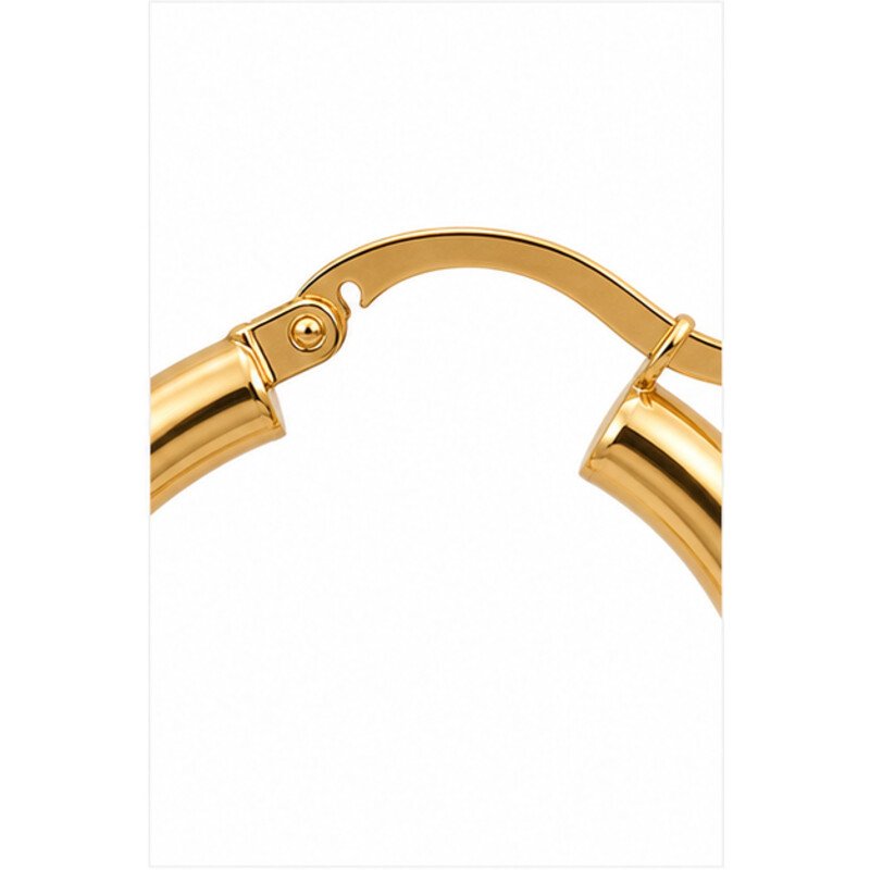 gold stainless steel hoop earrings - detail view