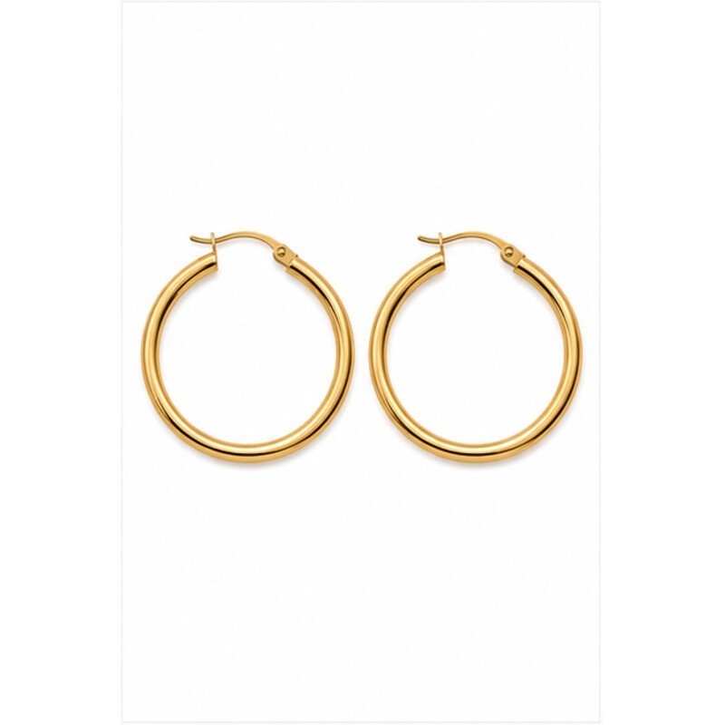 gold stainless steel hoop earrings - front view