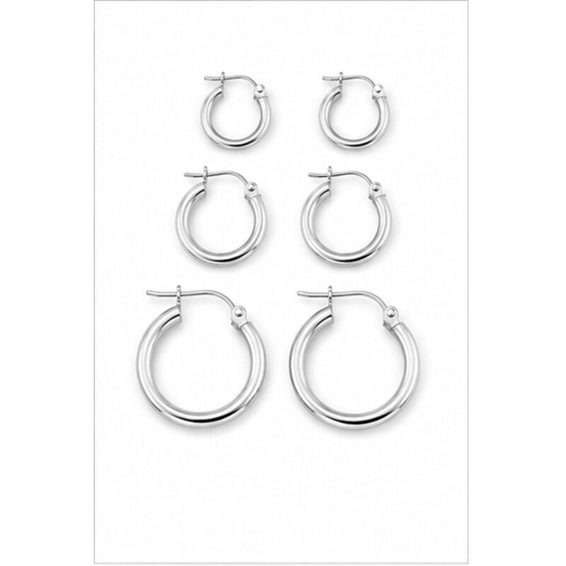 stainless steel hoop earrings set - front view
