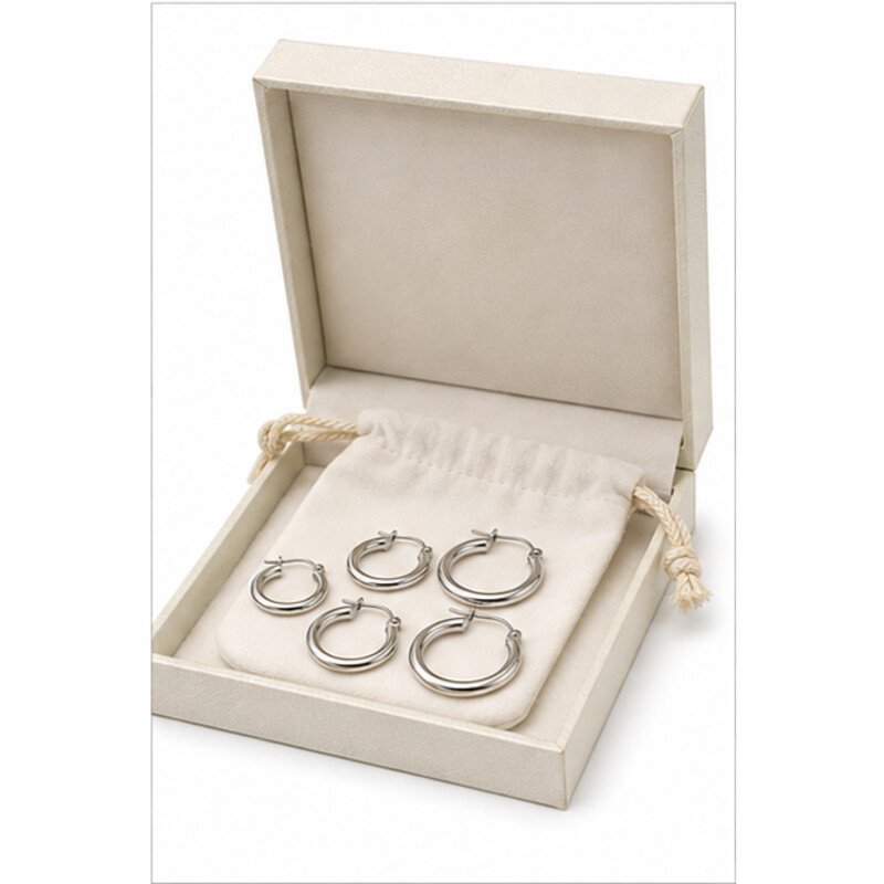stainless steel hoop earrings set - packaging view