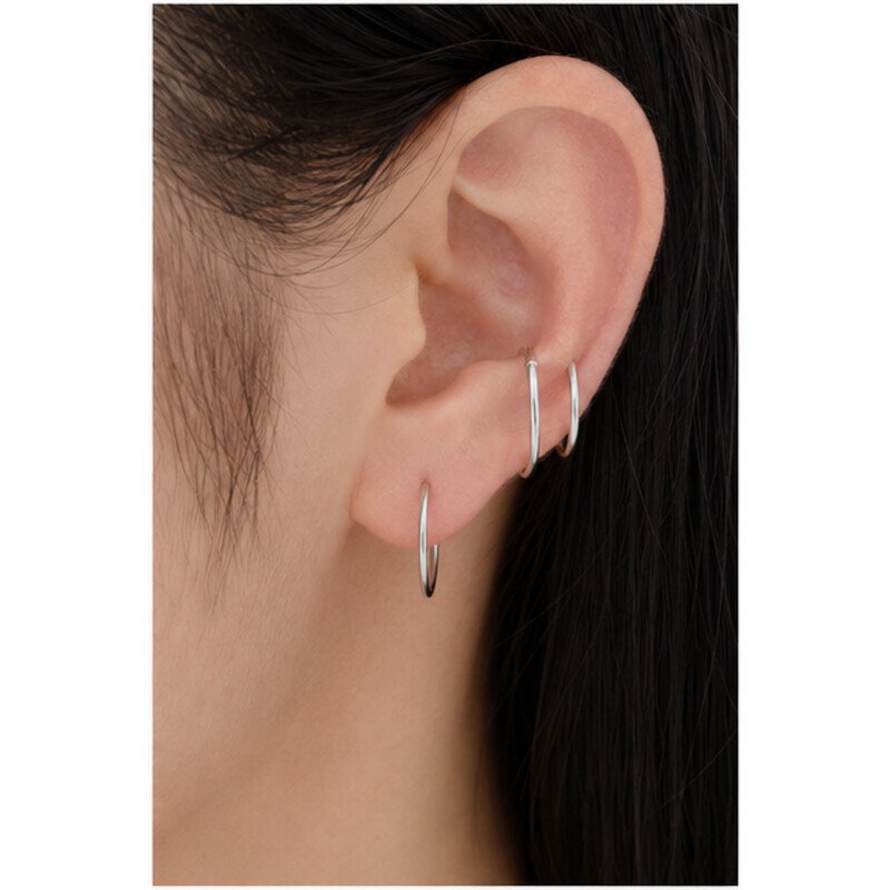 stainless steel sleeper earrings - model view