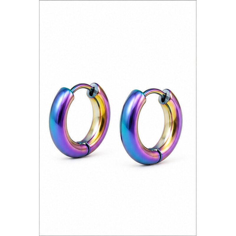 stainless steel rainbow earrings - angle view