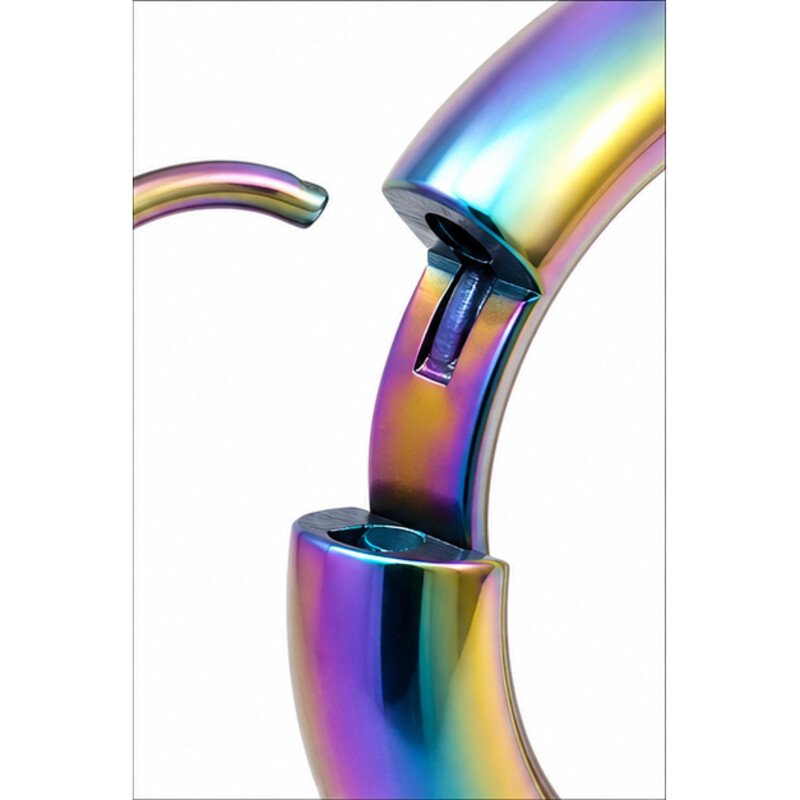 stainless steel rainbow earrings - detail view