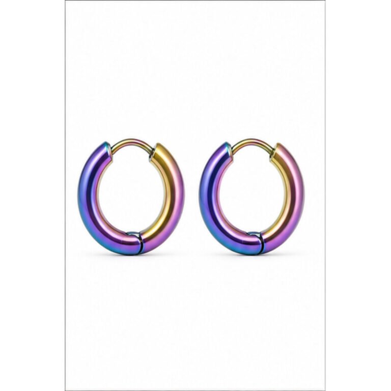 stainless steel rainbow earrings - front view