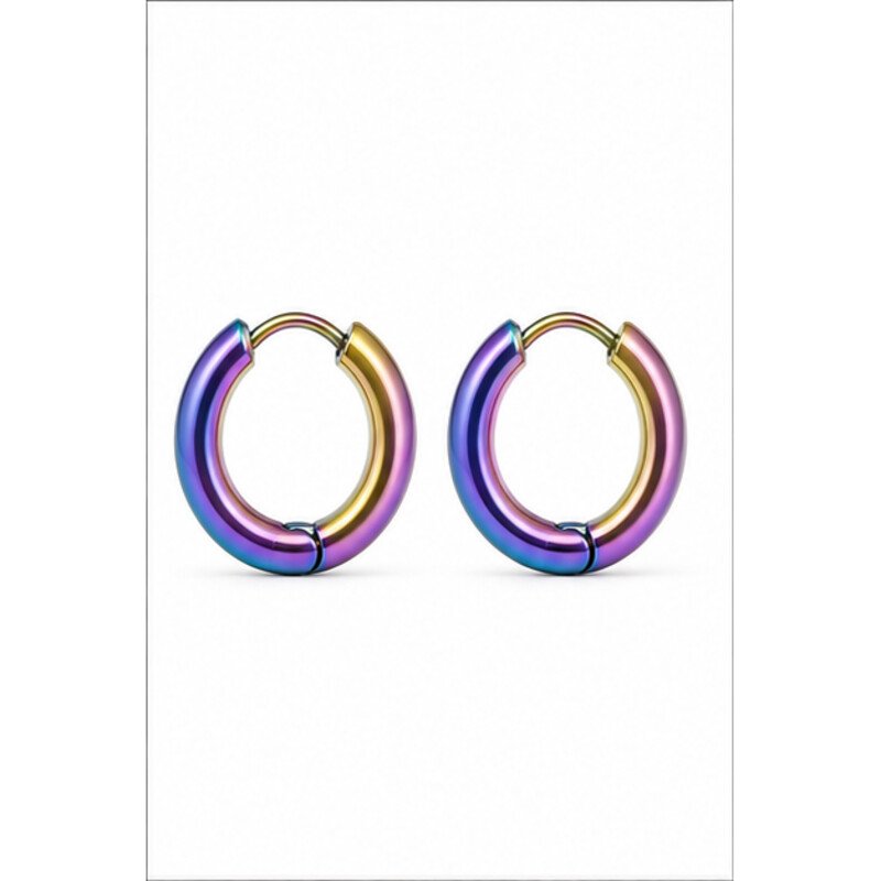 stainless steel rainbow earrings - front view