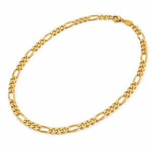 Gold Stainless Steel Figaro Chain Necklace