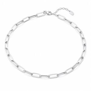 Women’s Silver Stainless Steel Paperclip Chain Necklace
