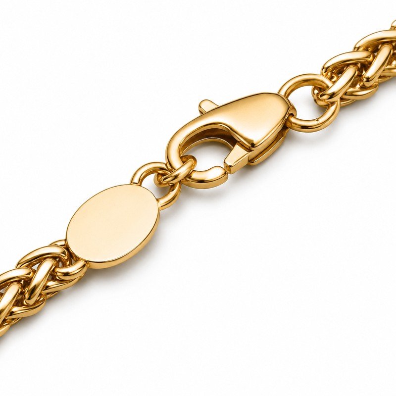 Gold stainless steel wheat chain lobster clasp structure detail