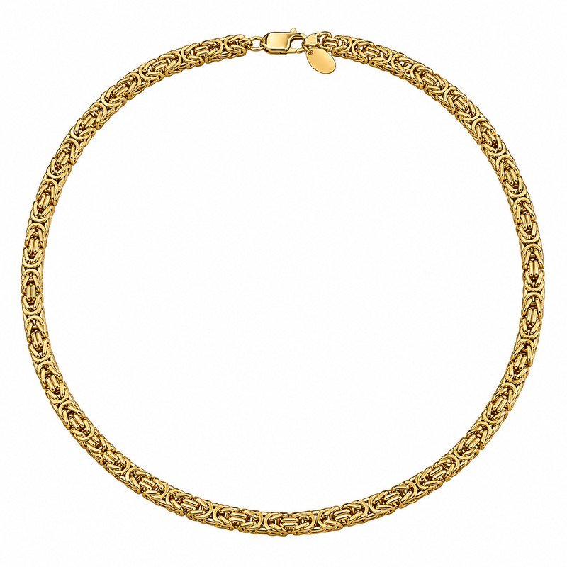 Gold stainless steel Byzantine chain necklace front view