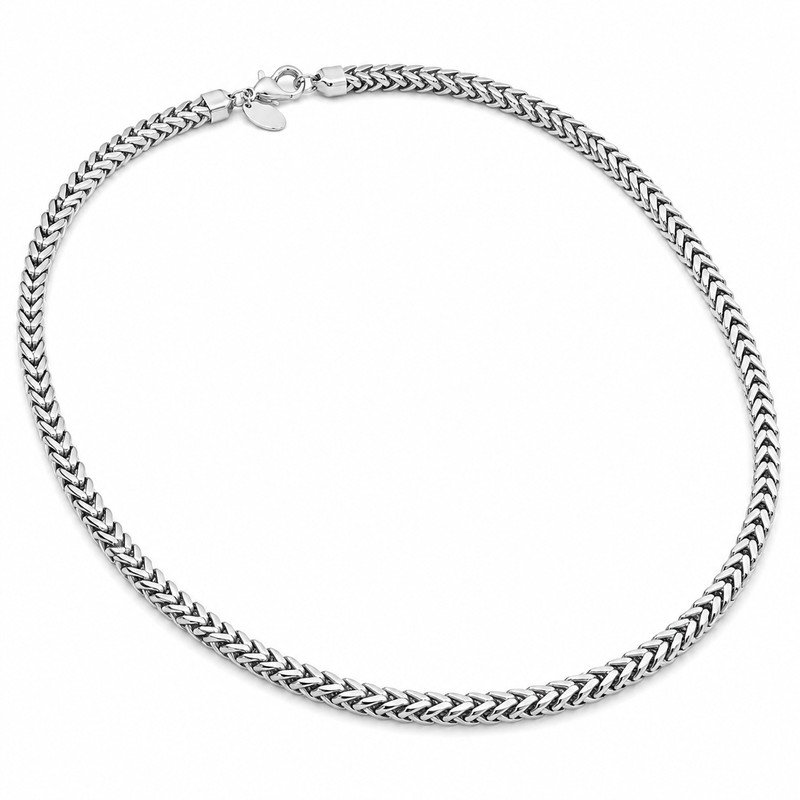 Men's silver stainless steel Franco chain necklace, 5 mm width and 60 cm length