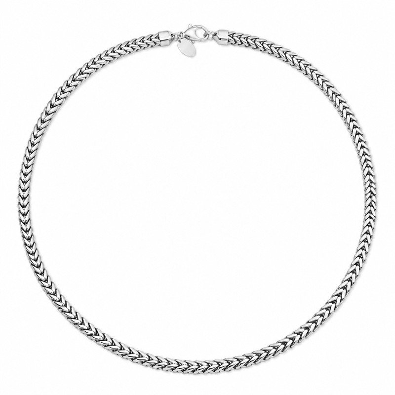Silver stainless steel Franco chain necklace front view