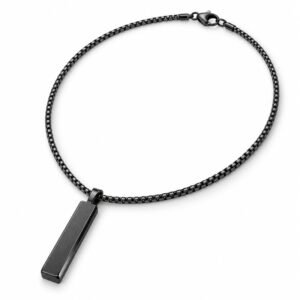 Men’s Black Stainless Steel Bar Pendant Necklace