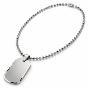 Men’s Silver Stainless Steel Dog Tag Necklace