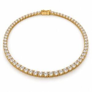 Women’s Gold Stainless Steel Tennis Necklace