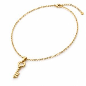Women’s Gold Stainless Steel Key Pendant Necklace