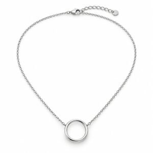 Women’s Silver Stainless Steel Circle Pendant Necklace