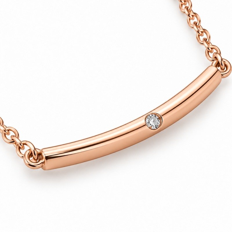 Polished Stainless Steel bar and cubic zirconia setting craftsmanship close-up