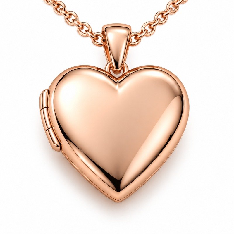 Polished Stainless Steel heart locket craftsmanship close-up