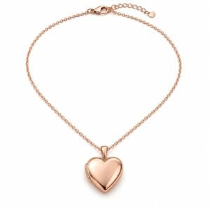 Women’s Rose Gold Stainless Steel Heart Locket Necklace