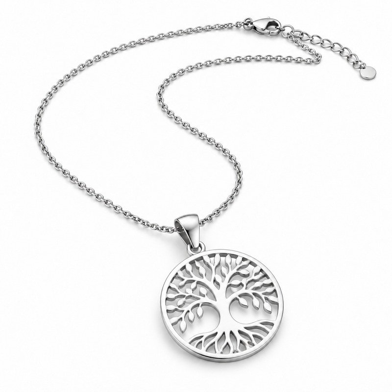 Tree of life pendant reverse, bail and clasp structure detail