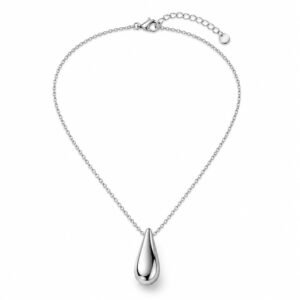 Women’s Silver Stainless Steel Teardrop Pendant Necklace