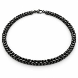 Men’s Black Stainless Steel Franco Chain Necklace