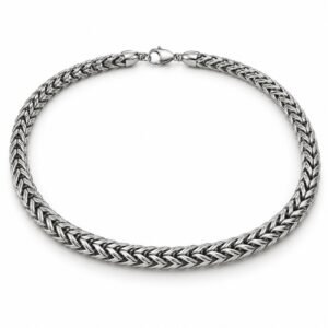 Men’s Silver Stainless Steel Foxtail Chain Necklace